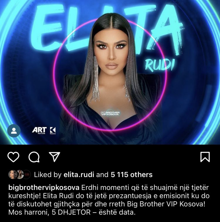 Konfirmohet/ Elita Rudi pjesë e “Big Brother VIP Kosova”