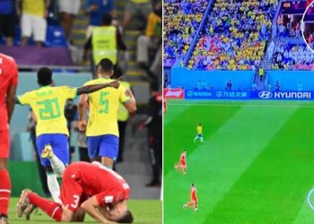 Botërori/ Flamuri i Shqipërisë valëvitet në ndeshjen Brazil-Zvicër