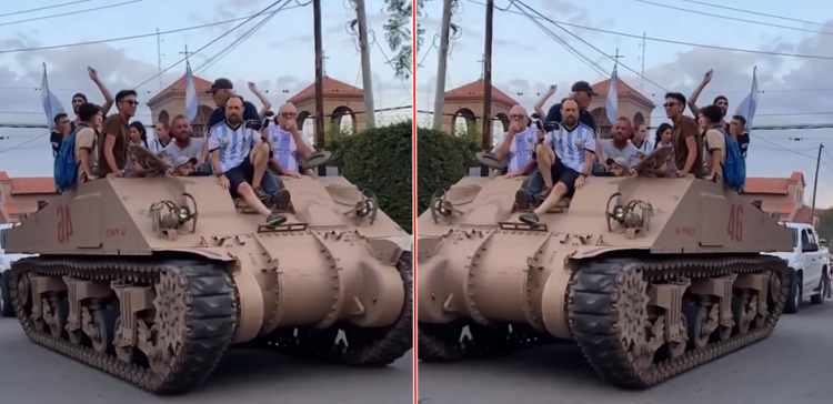 VIDEO/ Çmenduri, tifozët e Argjentinës dalin me tank në qytet