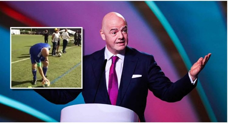 VIDEO/ Bota tallet me Infantinon, ja si e gjuan topin