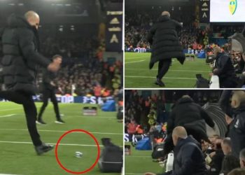 Nevrikoset Guardiola, hedh shishen drejt pankinës së Leed (VIDEO)