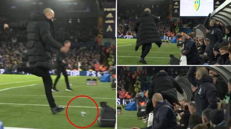 Nevrikoset Guardiola, hedh shishen drejt pankinës së Leed (VIDEO)