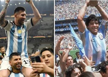 Messi ngre Kupën e Botës me pozën ikonike të Maradonës
