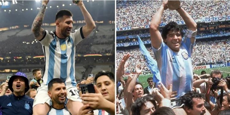 Messi ngre Kupën e Botës me pozën ikonike të Maradonës