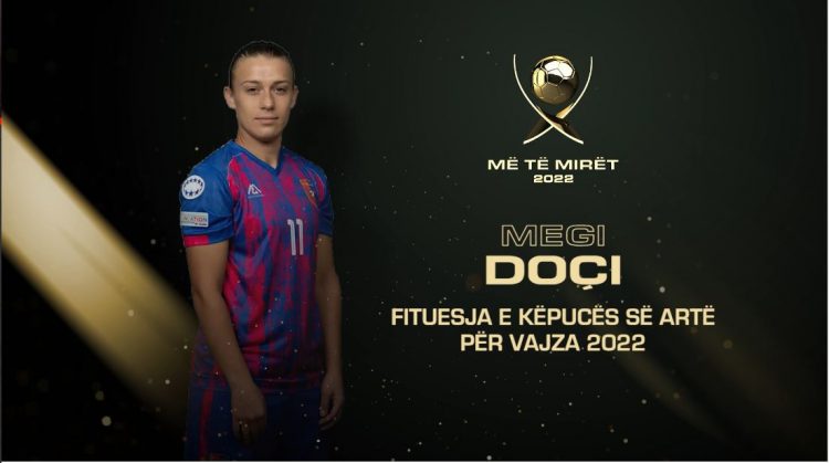 Shënoi 66 gola në sezon,Megi Doçi fiton “Këpucën e Artë” për vajzat