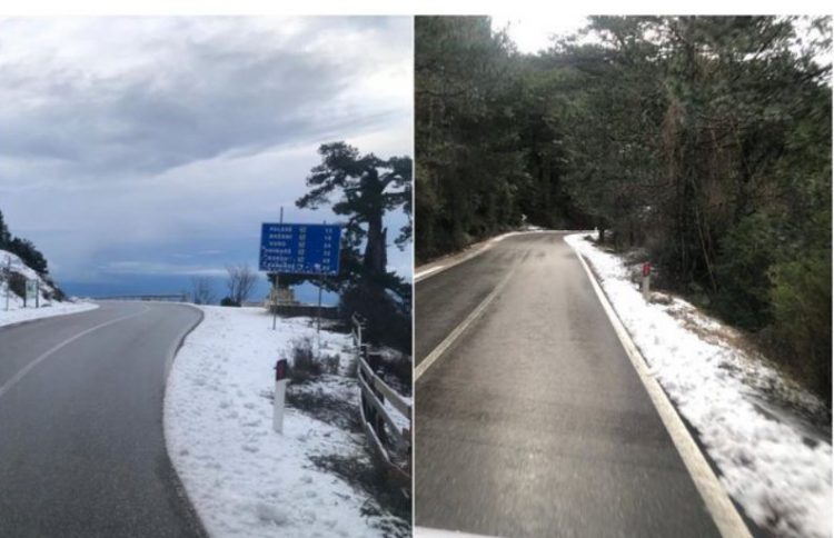 FOTO/ Dëbora zbardh Llogaranë, si paraqitet situata në këtë rrugë