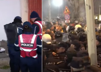 Kapsollet në protestë, lëndohen polici dhe operatori
