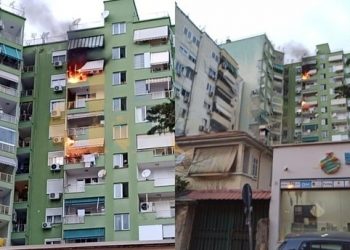 Tiranë – Përfshihet nga flakët apartamenti në “Bllok”