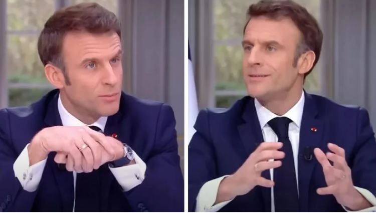 Franca proteston, Macron heq orën luksoze gjatë intervistës