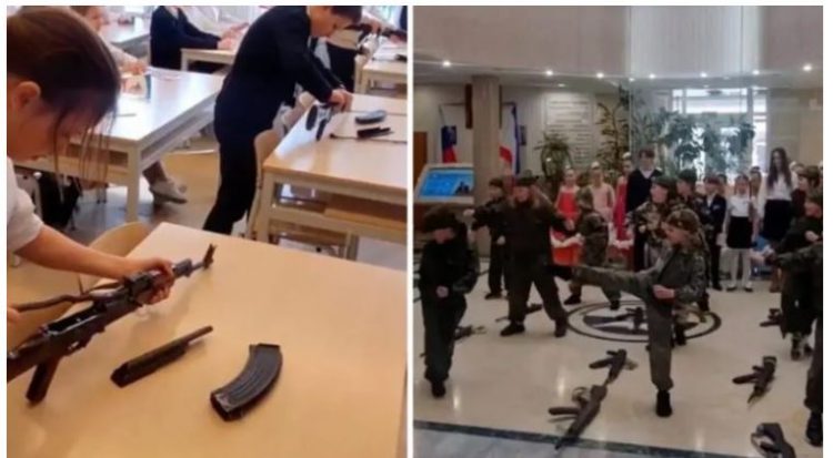 VIDEO/ Rusët mësojnë nxënësit si të përdorin armët
