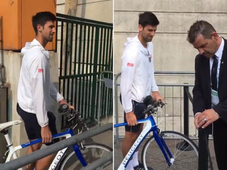 Video gazmore, kur Nole shkoi në ndeshje me biçikletë