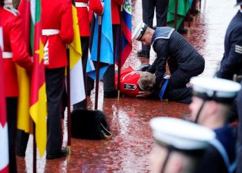 Incidenti gjatë ceremonisë së Mbretit, flamutarit i bie të fikët
