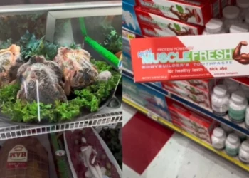 Supermarketi më i çuditshëm, shet pula me tatuazhe