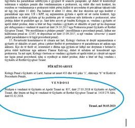 Diçitura: Gjykata e Lartë urdhëron prokurorinë të zhvillojë hetime mbi kallëzimin e Flamur Kalivaçit 