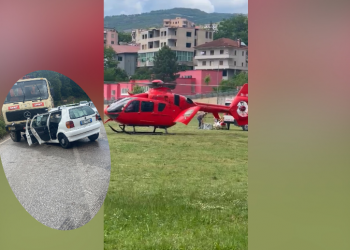 VIDEO/ Aksidenti në Prrenjas, njëri prej të plagosurve transportohet me helikoper në Tiranë
