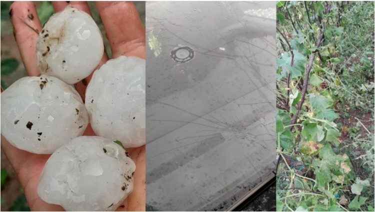 Breshër i pazakontë në Fushë Arrëz, thyen xhamat e automjeteve dhe dëmton bujqësinë