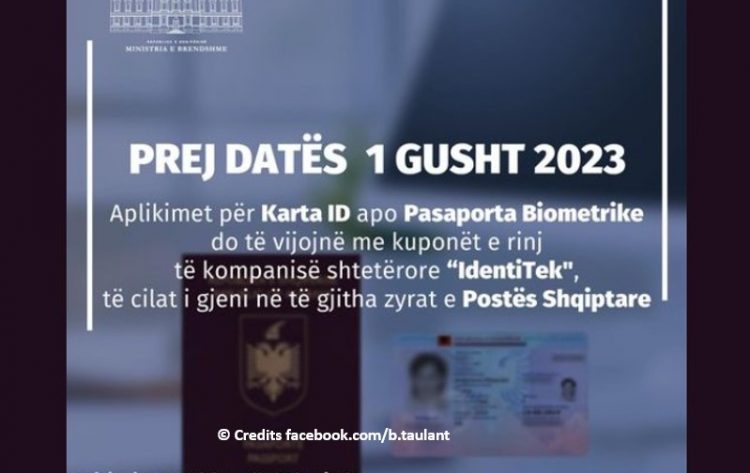 26 korriku afati i fundit i aplikimit për ID ose pasaporta