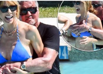 Sylvester Stallone fotografohet duke u kënaqur me gruan e tij 25-vjeçare në pishinë
