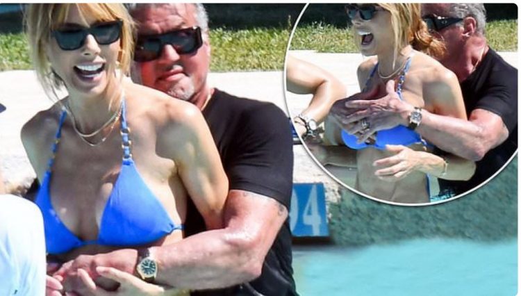 Sylvester Stallone fotografohet duke u kënaqur me gruan e tij 25-vjeçare në pishinë