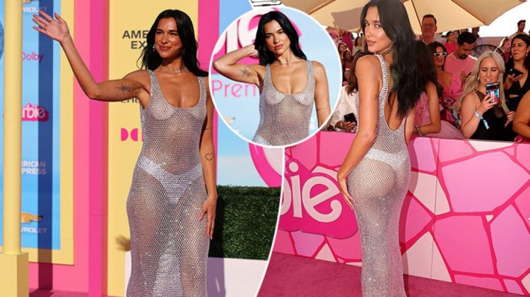Dua Lipa shkëlqen me fustan transparent në premierën e filmit “Barbie”