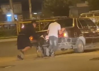 Qeni ndihmon njerëzit të shtyjnë makinën (VIDEO)