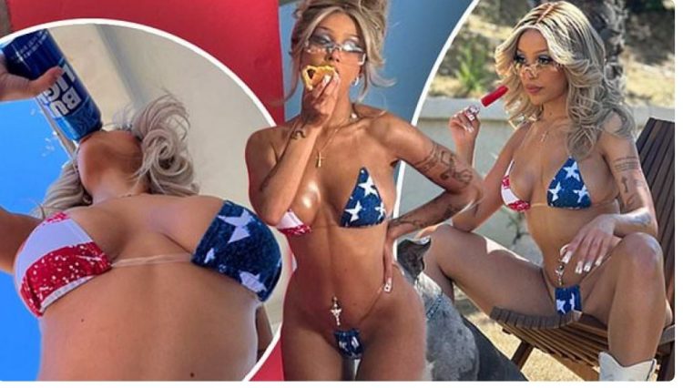 Reperja ndez rrjetin me foto të nxehta me flamurin amerikan