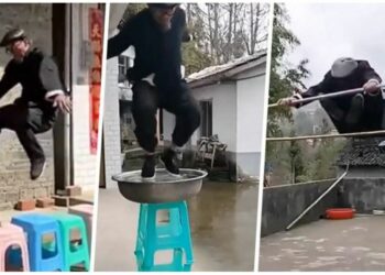 Mjeshtër i kërcimeve! Burri dhuron spektakël (VIDEO)