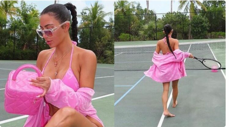 Kim Kardashian pozon ‘hot’ në një fushë tenisi