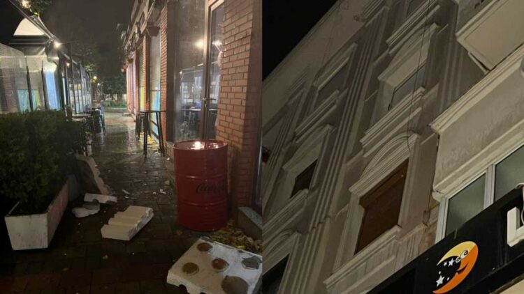 Shkëputet fasada e pallatit në qendër të qytetit