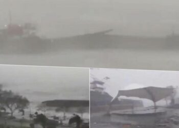 VIDEO/ Dallgët e mëdha dhe stuhia ndajnë më dysh anijen në Turqi