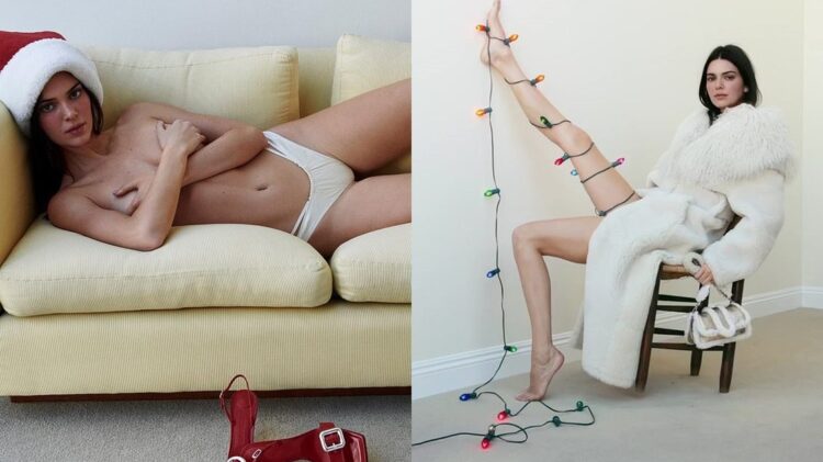 Kendall Jenner modelon thuajse zhveshur në një fushatë festash