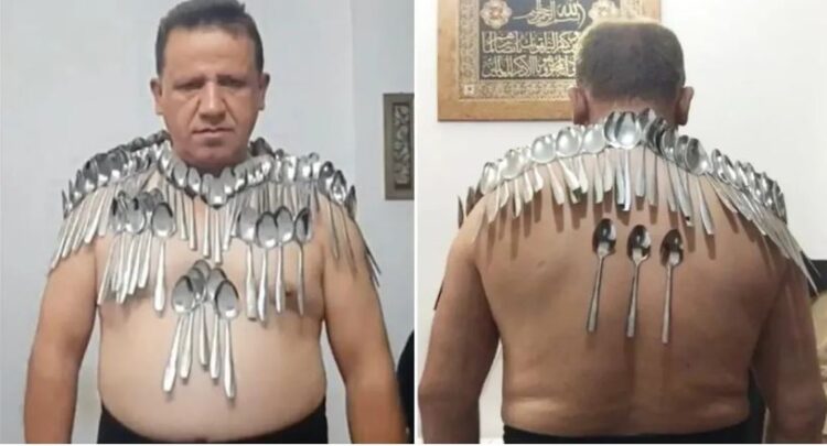 Një iranian thyen rekordin, vendos 88 lugë të balancuara në trup