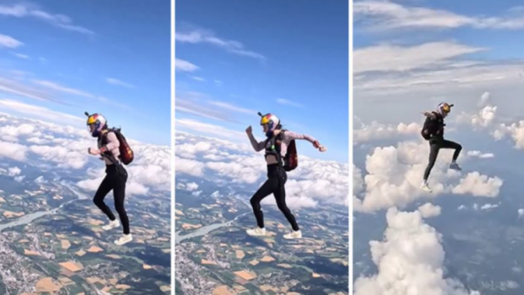 VIDEO/ Njihuni me parashutisten që i pëlqen të “ecë” mbi re