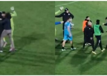 VIDEO/ Portieri dëmtoi sulmuesin shqiptar, babai futet në fushë…