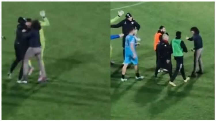 VIDEO/ Portieri dëmtoi sulmuesin shqiptar, babai futet në fushë…