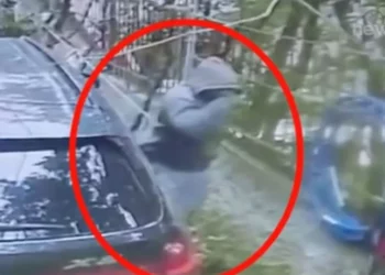 VIDEO/ Me kapuç në kokë, ja momenti kur hajduti vjedh pistoletën e gardistit