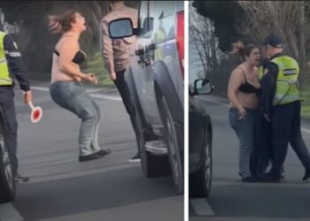 VIDEO/ Me reçipeta, vajza i “vërsulet” dy policëve në aksin Tiranë-Durrës