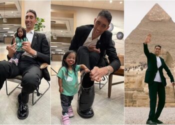 Burri më i gjatë dhe gruaja më e shkurtër në botë takohen përsëri