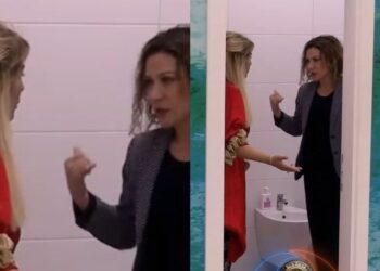 lnisa në tualet, Egla i hyn brenda. Moderatorja bërtet me të madhe