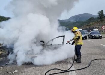 Përfshihet nga flakët makina në autostradën Tiranë-Elbasan