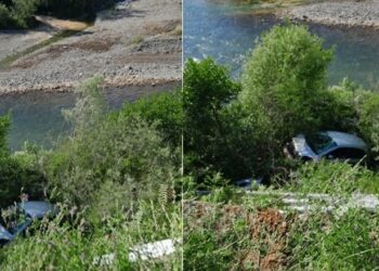 Aksident në “Rrugën e Arbrit”, makina del nga rruga dhe përfundon buzë lumit