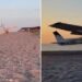 VIDEO/ Panik në plazh, aeroplani përmbyset në rërë fare pranë pushuesve