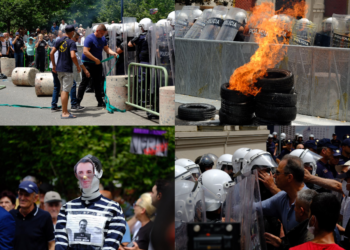 Veliaj i burgosur në koshin e plehrave, policia shton gazin/ Çfarë ndodhi në protestën para Bashkisë