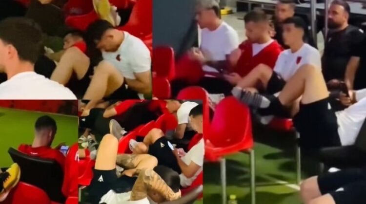 Kuqezinjtë e kombëtares ndjekin së bashku Spanjë-Itali, tifozët i kritikojnë: Të gjithë me telefona në dorë!