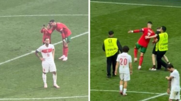 Dy persona futen në fushë të bëjnë foto me Ronaldon, ndërpritet dy herë ndeshja