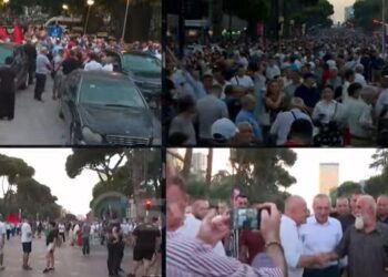 Protesta e opozitës para kryeministrisë, Meta mbërrin në tubim