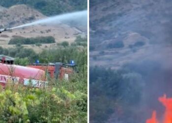 Gjirokastër, përfshihen nga flakët fushat në fshatin Shtëpëz