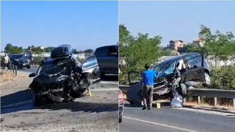 Aksident në Krujë-Thumanë, makina përfundon mbi barrierë