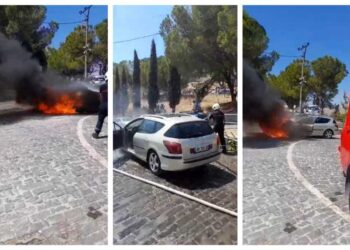 Berat, makina me qera e turistëve përfshihet nga flakët në kala