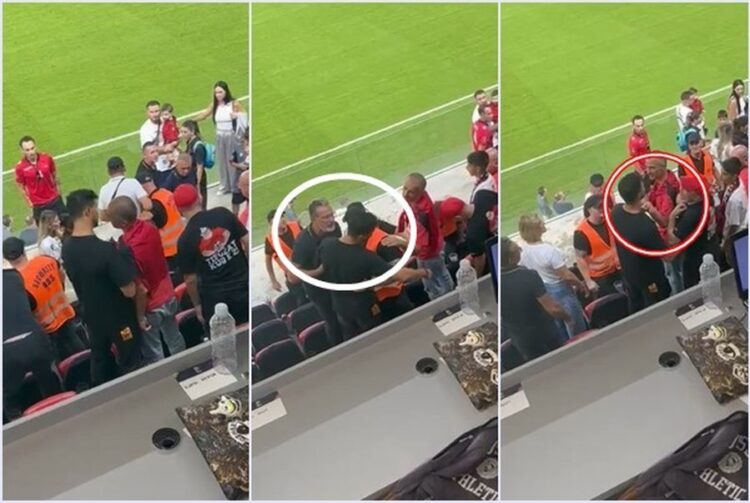 Ofenduan Strakoshën për golin e pësuar, vëllai i portierit ‘përplaset’ me tifozin (Video)